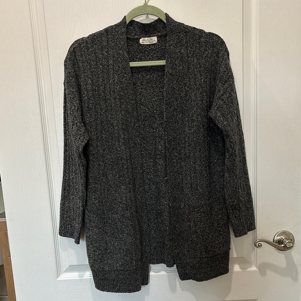 Coldwater Creek Gray Cable Knit Cardigan Sweater